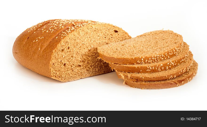 Bread with sesame on  white background