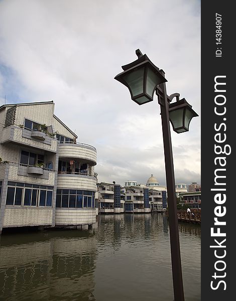 The resident houses on the water in Fuzhou city of China. The resident houses on the water in Fuzhou city of China