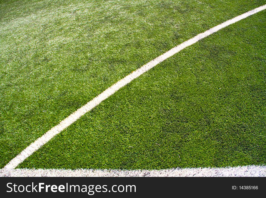 Closeup on white soccer field lines