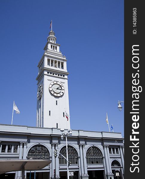 The San Francisco Ferry Building is a terminal for ferries that travel across the San Francisco Bay and a shopping center located on The Embarcadero in San Francisco, California. The San Francisco Ferry Building is a terminal for ferries that travel across the San Francisco Bay and a shopping center located on The Embarcadero in San Francisco, California.