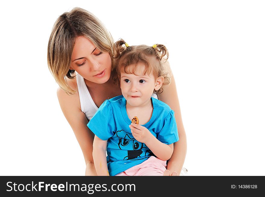 Young mother and her young daughter spent time together