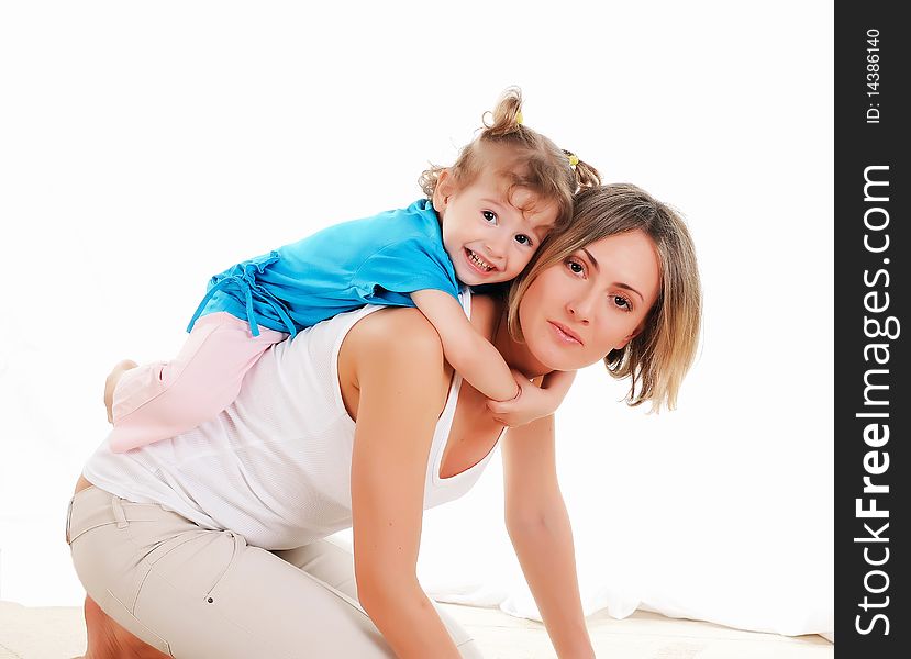 Young mother and her young daughter spent time together