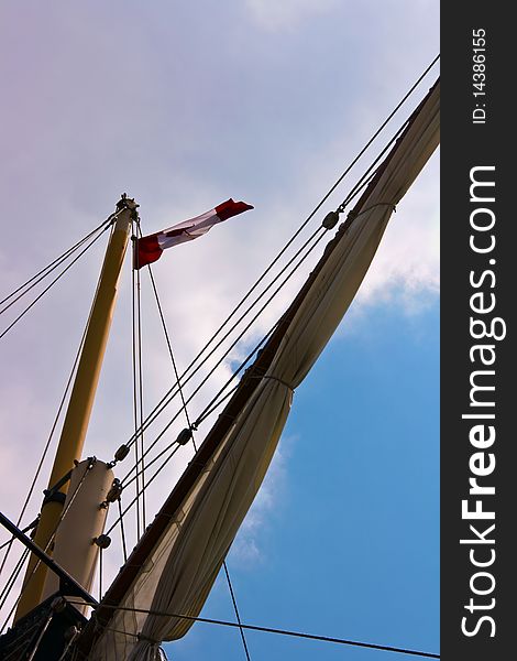 Sailing ship mast with the candian flag. Sailing ship mast with the candian flag