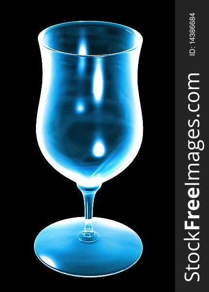 Blue glass on the black background