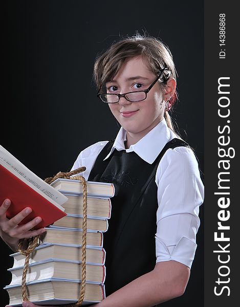 Girl and books