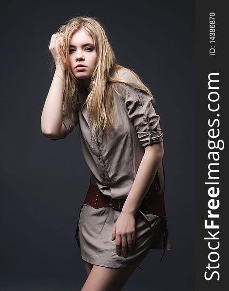 Fashion portrait of seductive blond girl