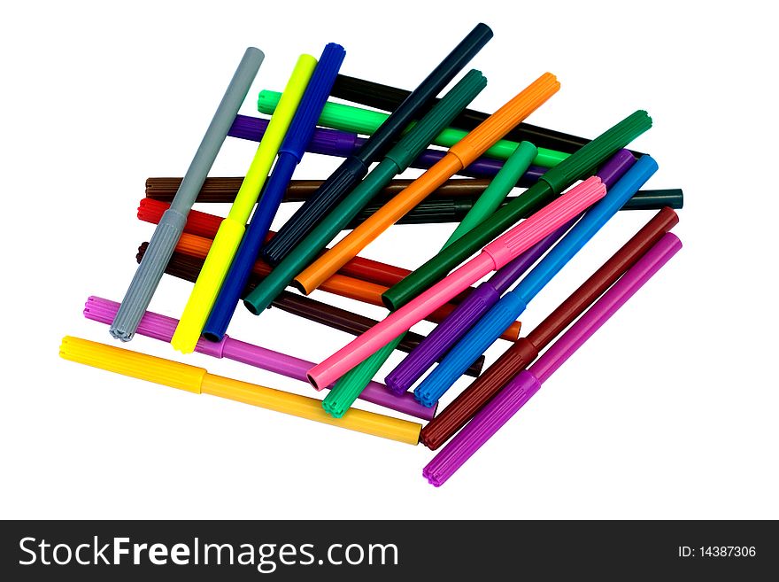 Multi-colored fetlt pens isolated on white. Multi-colored fetlt pens isolated on white