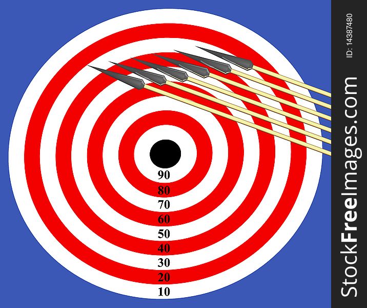 Sports arrow and the target are shown in the picture. Sports arrow and the target are shown in the picture.