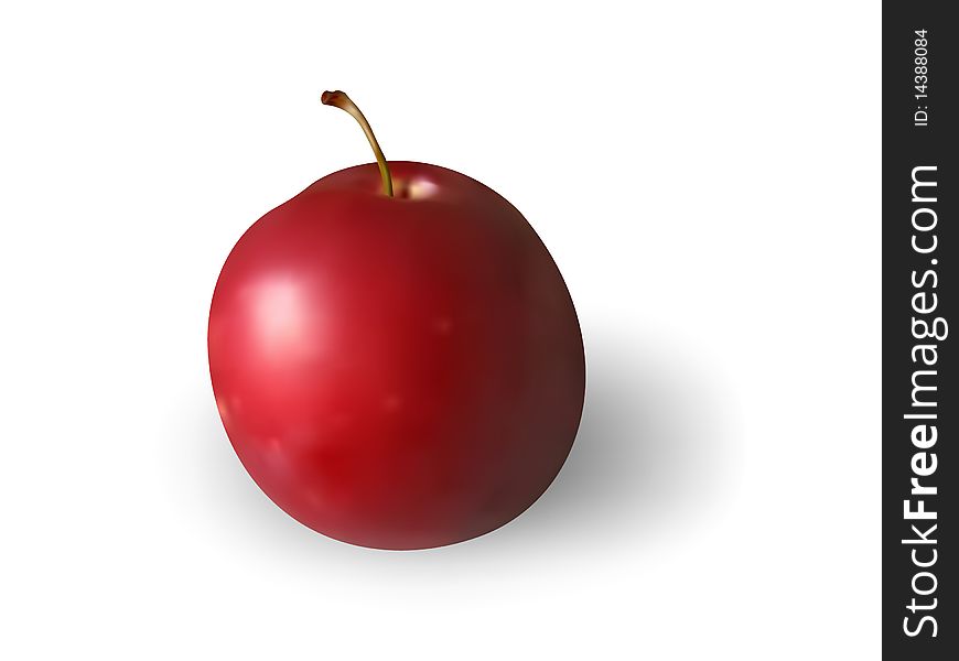 Ripe plum on white background. Vector illustration. Mesh is used