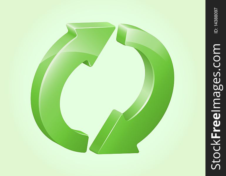 Green recycling-refreshing symbol. Vector illustration. Green recycling-refreshing symbol. Vector illustration