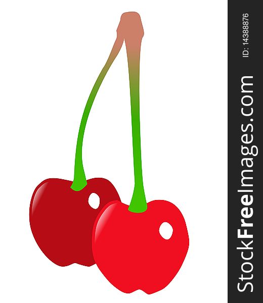Vector colored illustration of cherries