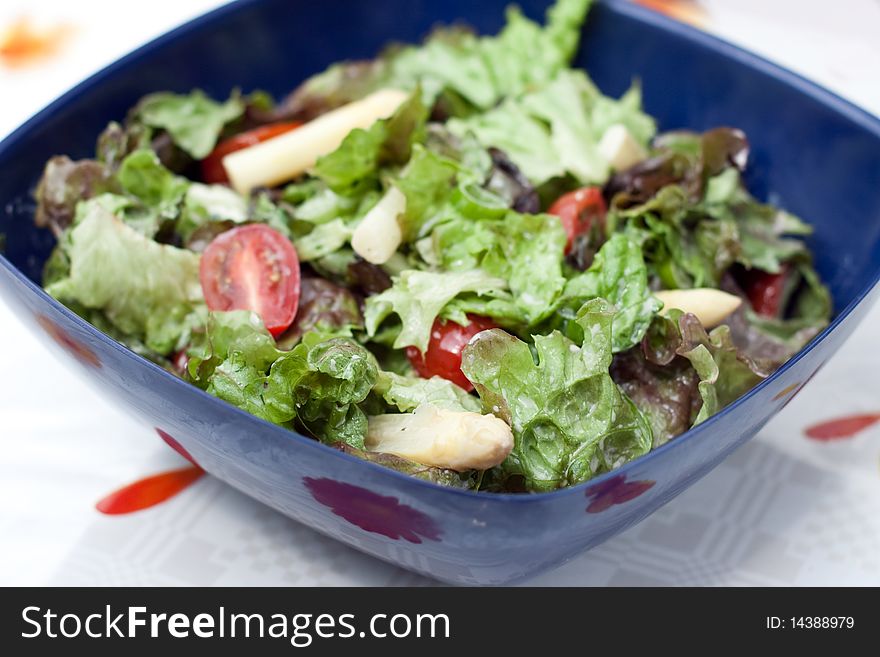 Close up of bowl with vegetable salad. Close up of bowl with vegetable salad