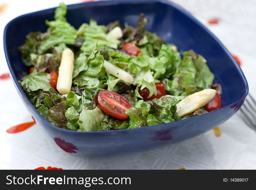 Close up of bowl with vegetable salad. Close up of bowl with vegetable salad