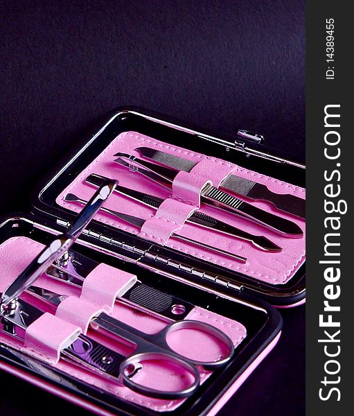 A manicure kit isolated on blackground