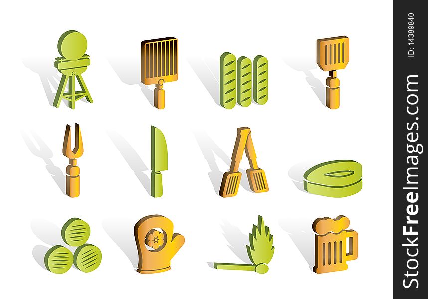 Picnic, Barbecue And Grill Icons