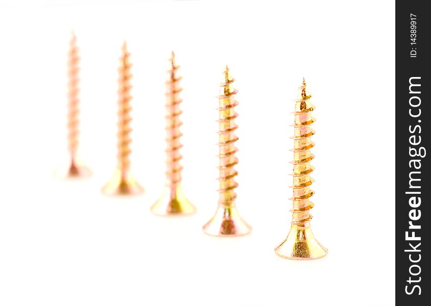 Five screws (isolated on the white)