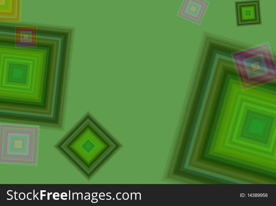 Abstract colorful sqaures on green background. Abstract colorful sqaures on green background