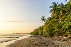 Sunset At Paradise Beach In Uvita, Costa Rica - Beautiful Beaches And Tropical Forest At Pacific Coast Of Costa Rica - Travel Royalty Free Stock Photo