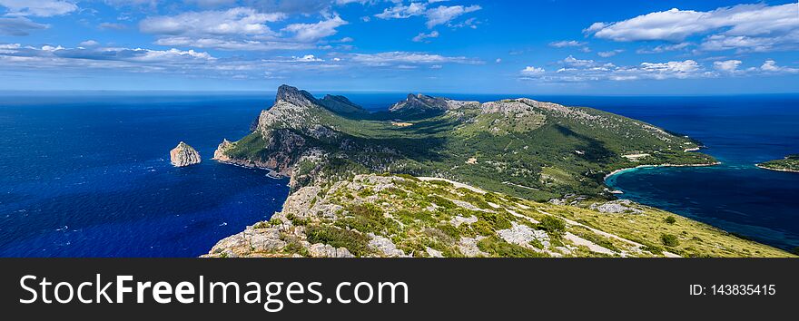 Panorama view of Cap Formentor de Mallorca, Spain - beautiful coast