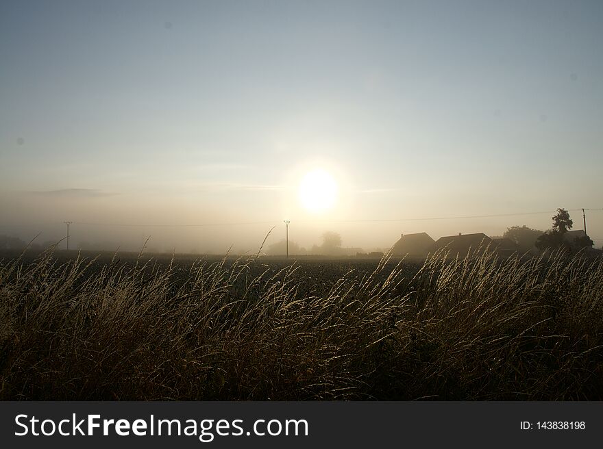 sunrise over field. sunrise over field