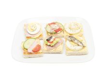 Selection Of Canapes On A Plate Stock Image