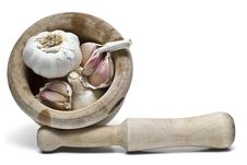 Garlic In A Mortar And Pestle. Stock Images Garlic In A Mortar And Pestle. Stock Images