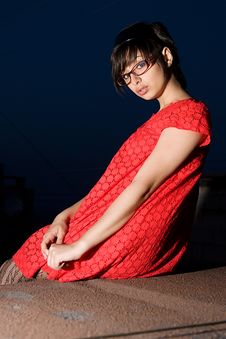 Portrait Of Sexy Young Woman In Little Red Dress Stock Image Portrait Of Sexy Young Woman In Little Red Dress Stock Image