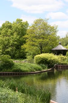 Lake With Gazebo And Gardens Stock Photography Lake With Gazebo And Gardens Stock Photography