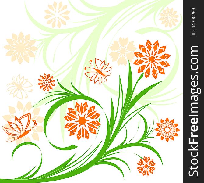 Vector illustration of a floral ornament on white background