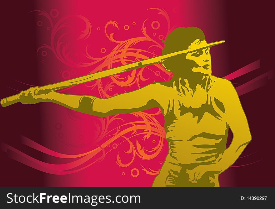 An image showing a female javelin thrower getting ready to throw the javelin. An image showing a female javelin thrower getting ready to throw the javelin