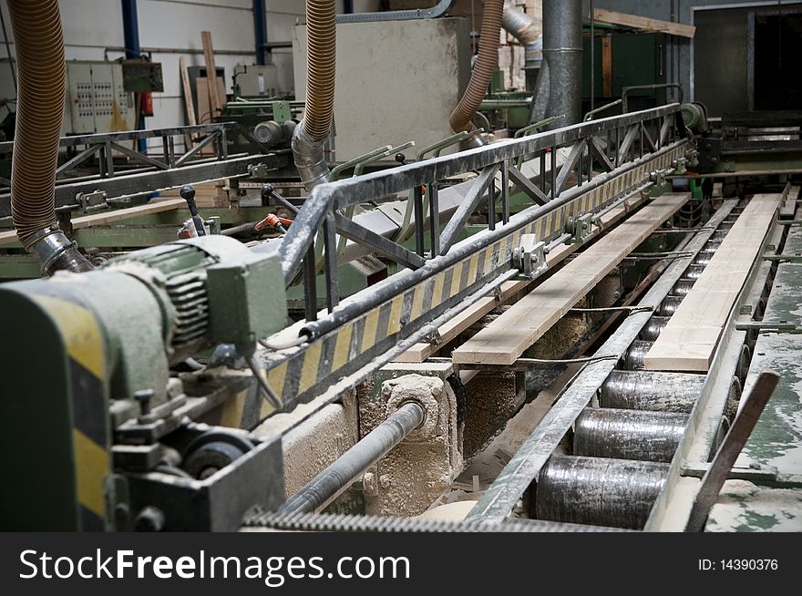 Production line in a sawmill. Production line in a sawmill