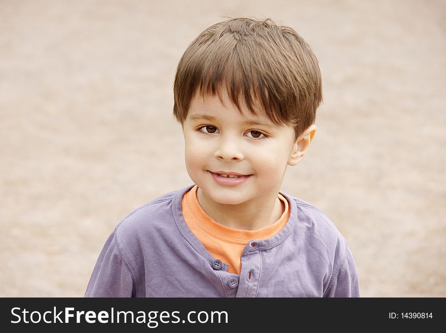 Portrait of cute little smiling boy, outdoor shot