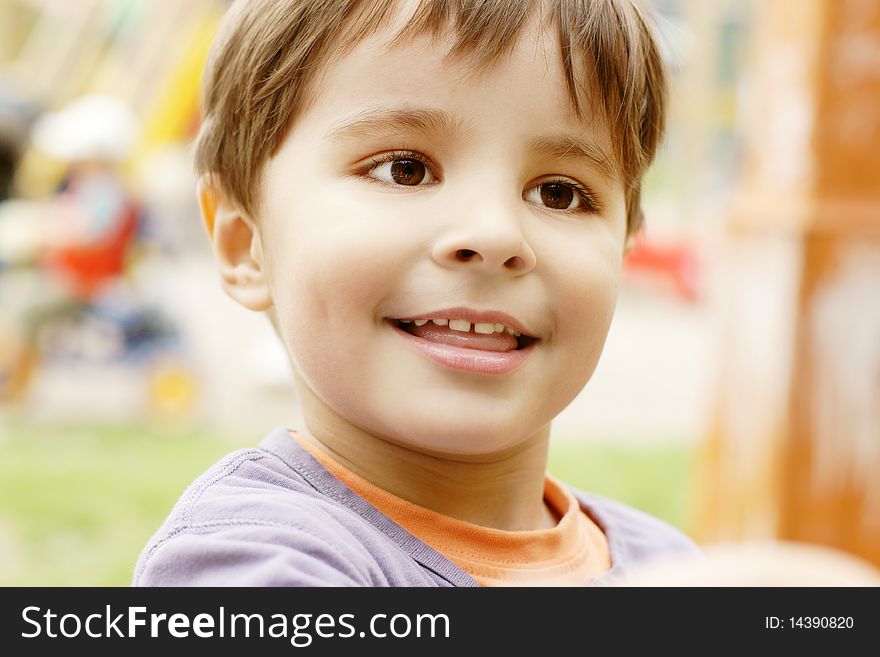 Portrait of happy joyful little boy, outdoor shot. Portrait of happy joyful little boy, outdoor shot