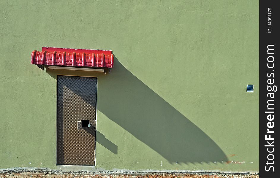 Steel door and wall of a building