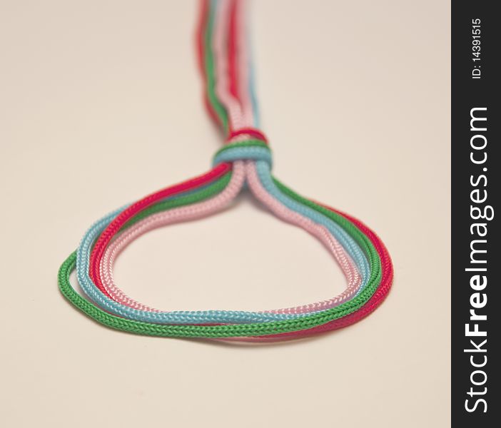 Loop from colour laces with a small knot