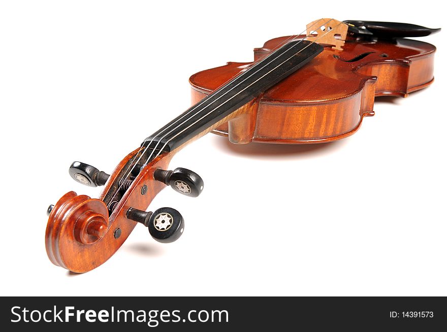 Vintage violin over white background