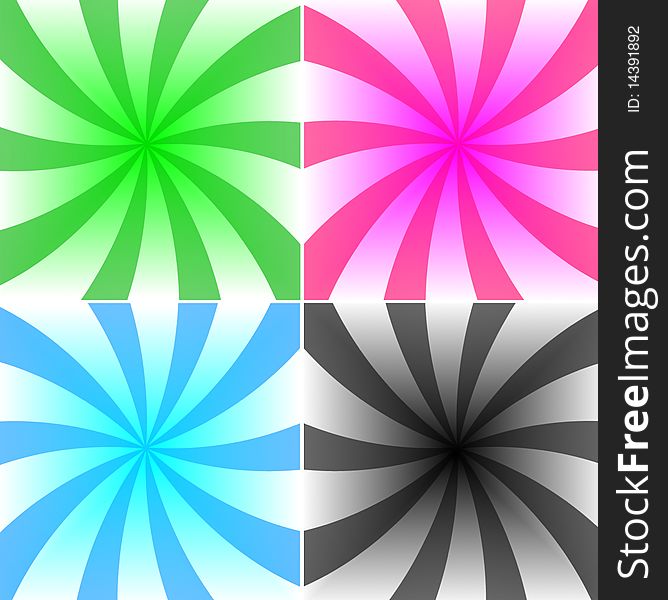 Set with four colored Abstract Radial Bachkground