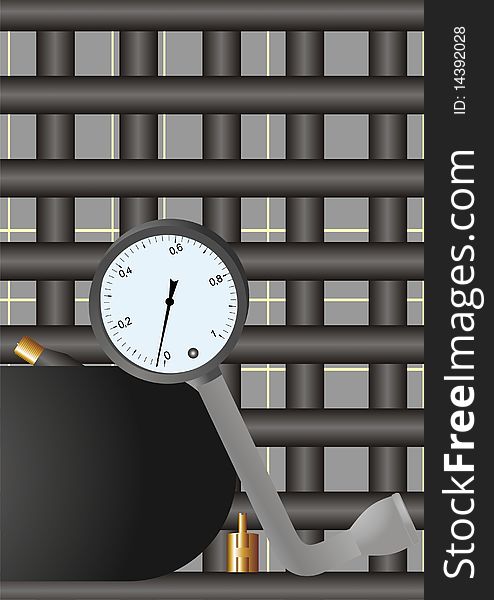 A manometer for pressure check in car tyres. A manometer for pressure check in car tyres.