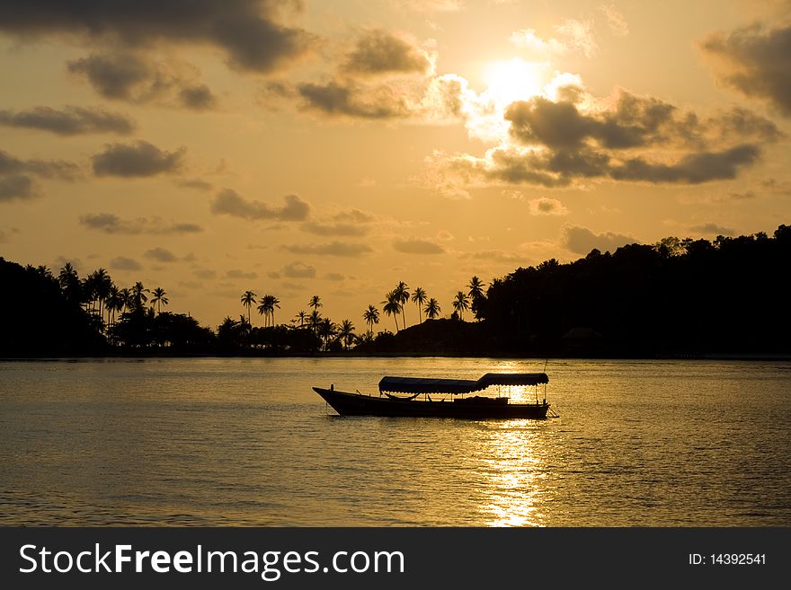 Sunset over the beach.