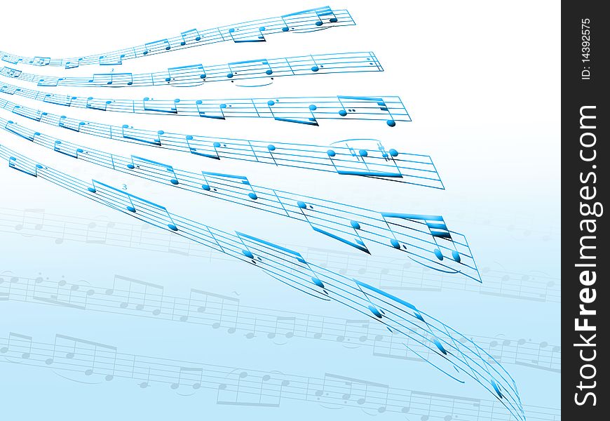 Illustration showing distorted sheet music for backgrounds