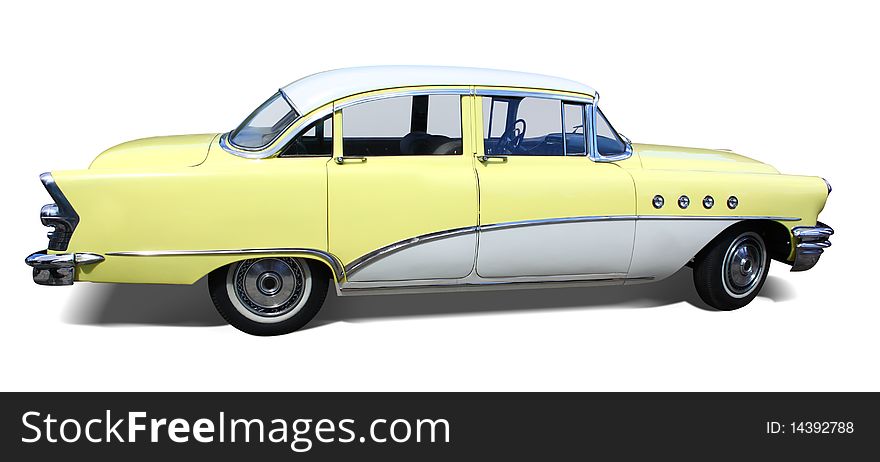 Vintage limousine isolated on white with drop shadow. Vintage limousine isolated on white with drop shadow.