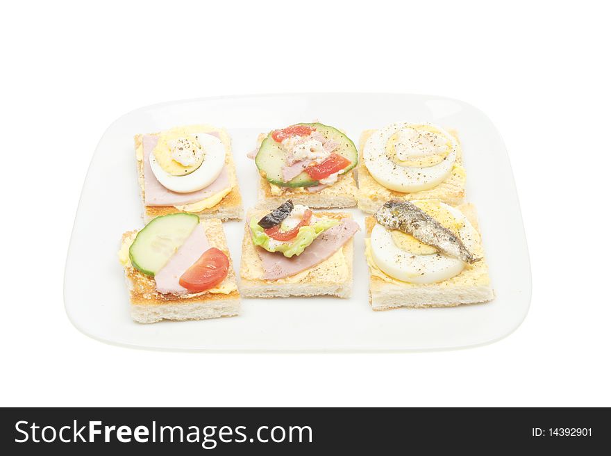 Selection of canapes on a plate