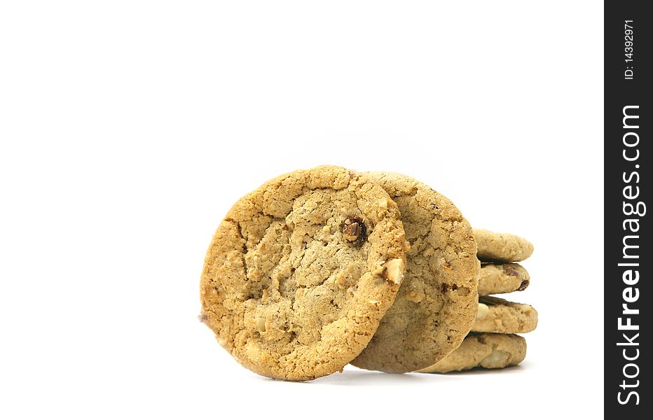 Walnut cookies on white background