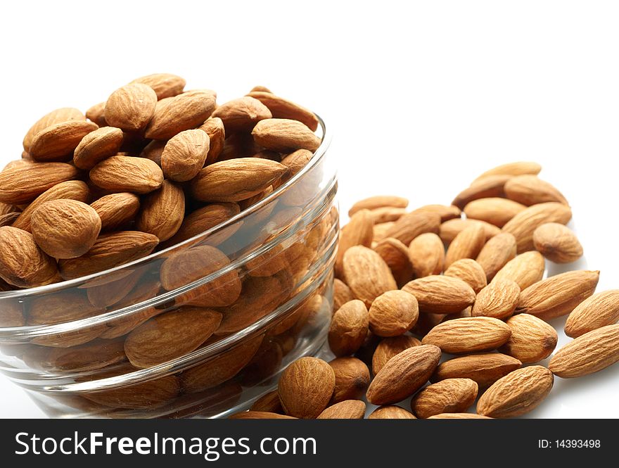 Heap of Almonds from glass bowl