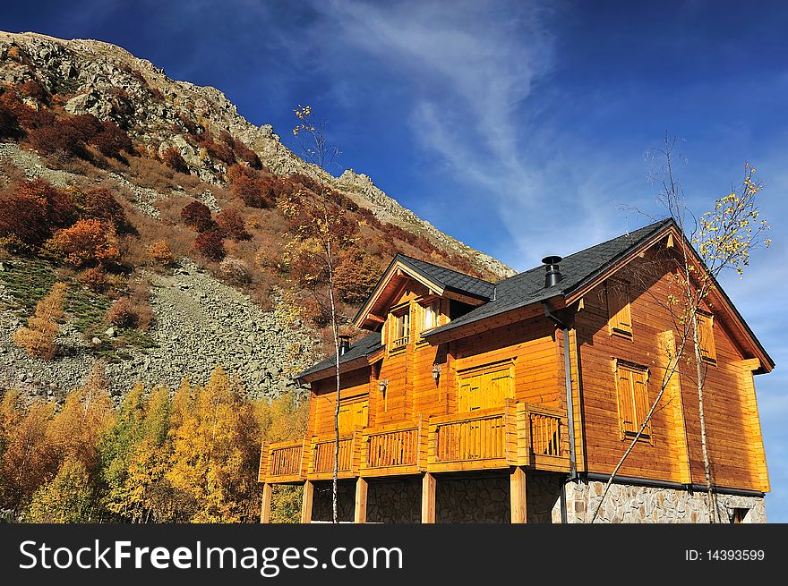 A wooden chalet in the French Pyrenees.