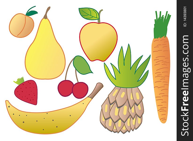 Vegetables and fresh fruits drawings. Vegetables and fresh fruits drawings