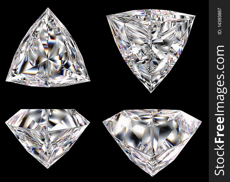 Diamond three star isolated different views computer graphics