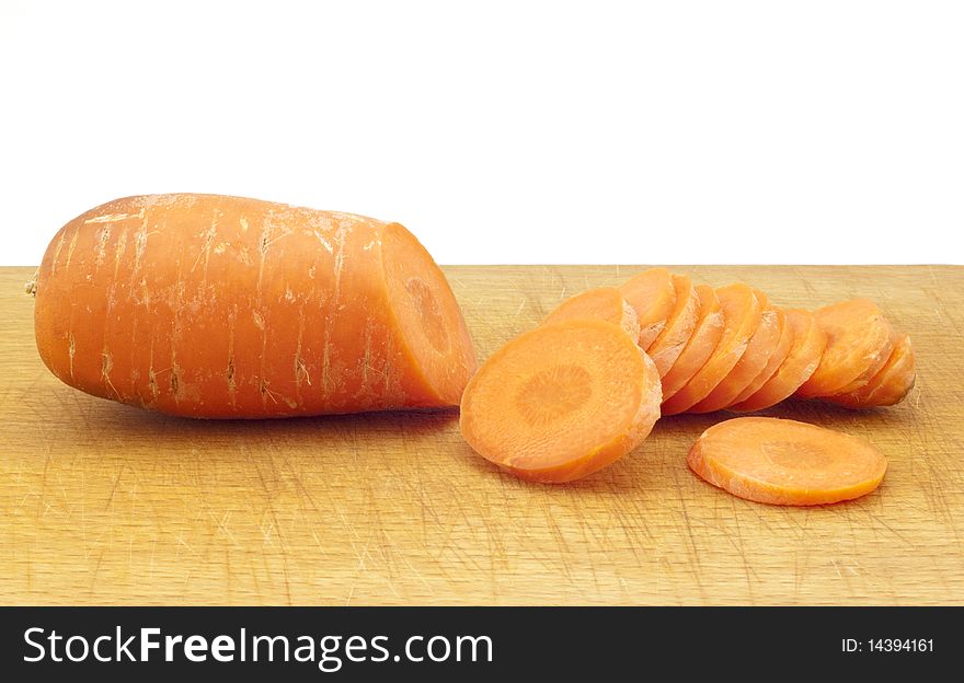 Chopped carrot on the board