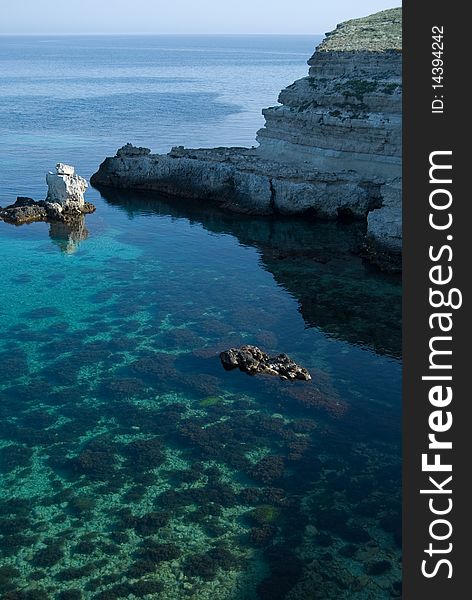 Bay with rocks and clear water. Western Crimea. Bay with rocks and clear water. Western Crimea
