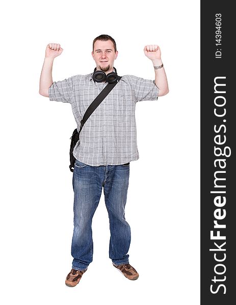 Young adult guy over white background. Young adult guy over white background